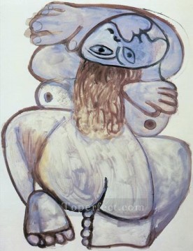 nude Painting - Crouching Nude 1971 Pablo Picasso